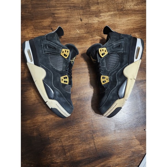 Nike Air Jordan 4 Retro GS Royalty Black Gold 408452-032 Size 4Y (Women's 5.5) - Picture 2 of 7